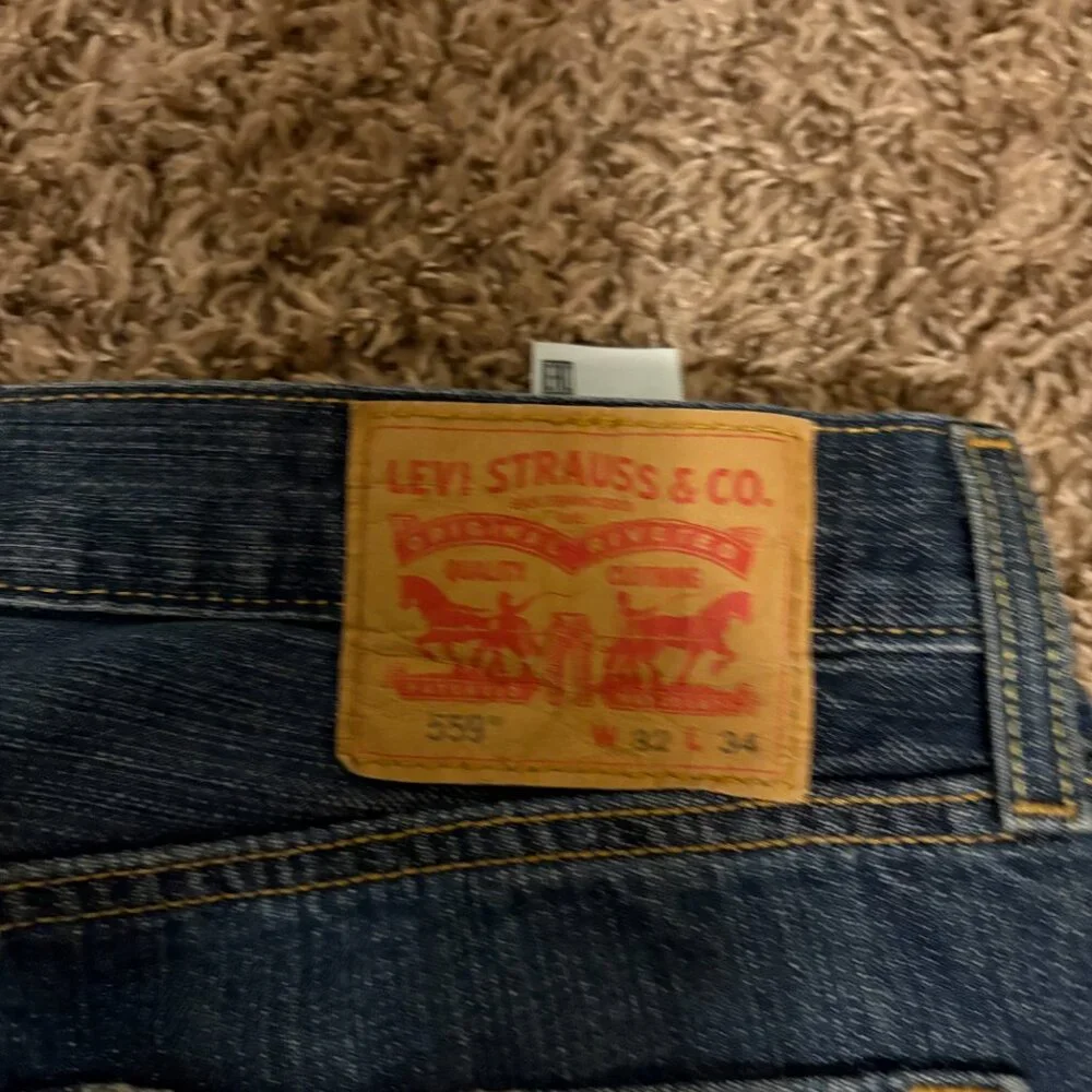 Levi's 559 Relaxed Straight Jeans W32 L34 Dark Blue Denim Factory Fade Zip Fly